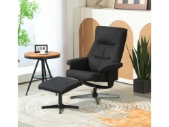 HOMCOM Sessel|Hocker^Relaxsessel mit Hocker Polyester Schwarz 74L x 81B x 102H cm