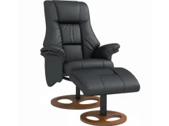 HOMCOM Relaxsessel mit Hocker 130 Grad Neigbar Kunstleder Schwarz 77 x 89 x 110 cm