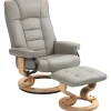 HOMCOM Relaxsessel mit Hocker Drehbar mit Liegefunktion Belatbar Kunstleder Grau