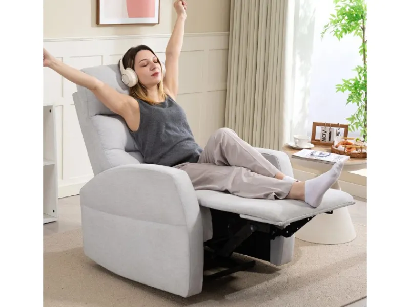 HOMCOM Sessel^Relaxsessel mit Liegefunktion Polyester 76L x 93B x 103H cm Hellgrau