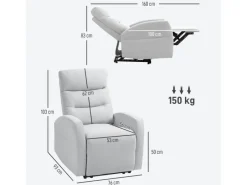 HOMCOM Sessel^Relaxsessel mit Liegefunktion Polyester 76L x 93B x 103H cm Hellgrau