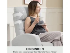 HOMCOM Sessel^Relaxsessel mit Liegefunktion Polyester 76L x 93B x 103H cm Hellgrau