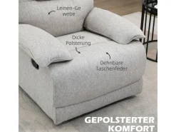HOMCOM Relaxsessel mit Liegefunktion Leinenoptik Federkernsystem