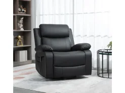 HOMCOM Sessel^Relaxsessel mit Massagefunktion Elektrisch Kunstleder Schwarz