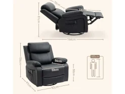 HOMCOM Sessel^Relaxsessel mit Massagefunktion Elektrisch Kunstleder Schwarz