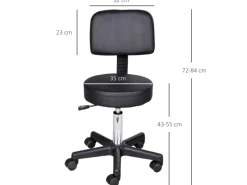 HOMCOM Rollhocker mit 5 Rollen Ø35 x 72-84 cm