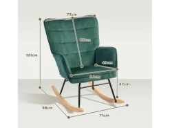 HOMCOM Stühle^Schaukelstuhl Kord Buchenholz Stahl Schaumstoff