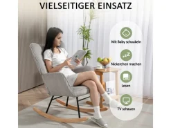 HOMCOM Stühle^Schaukelstuhl Kord Buchenholz Stahl Schaumstoff