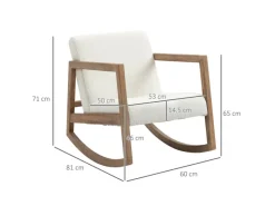 HOMCOM Sessel|Hocker^Schaukelstuhl mit Holzrahmen 60 x 81 x 71 cm