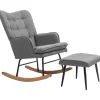 HOMCOM Stühle^Schaukelstuhl mit Hocker und Breiter Rückenlehne