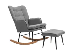 HOMCOM Stühle^Schaukelstuhl mit Hocker und Breiter Rückenlehne