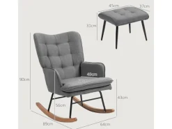 HOMCOM Stühle^Schaukelstuhl mit Hocker und Breiter Rückenlehne