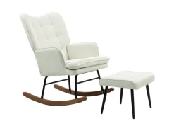 HOMCOM Hocker^Schaukelstuhl mit Hocker Leinenoptik