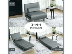 HOMCOM Schlafsessel Klappsessel mit Bettfunktion Rückenkissen