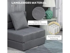 HOMCOM Sessel|Kissen^Schlafsessel Klappbar 2-in-1 mit Bettfunktion Kissen