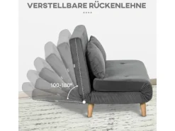 HOMCOM Schlafsessel mit Bettfunktion Kissen und Verstellbarer Rückenlehne