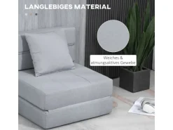 HOMCOM Kissenbezüge|Sofas^Schlafsessel Polybaumwolle Schaumstoff Hellgrau 70L x 70B x 61H cm