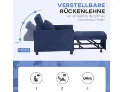 HOMCOM Sessel^Schlafsessel Polyester Eukalyptusholz 74L x 84B x 81H cm