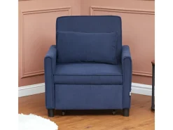 HOMCOM Sessel^Schlafsessel Polyester Eukalyptusholz 74L x 84B x 81H cm