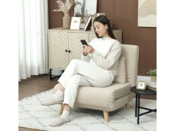 HOMCOM Schlafsessel Polyester Stahl Beige 72L x 78B x 79H cm