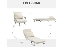 HOMCOM Sofas^Schlafsofa mit Armlehne 3-in-1 Multifunktion 65 x 69 x 80 cm