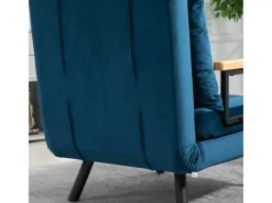 HOMCOM Schlafsofa mit Rückenkissen Stahl Polyester Blau 63L x 73B x 81H cm