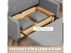 HOMCOM Schlafsofa 2-Sitzer mit Bettfunktion Rückenkissen 152 x 101 x 81cm