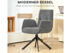 HOMCOM Sessel^Sessel Drehbar Loungesessel mit Armlehne für Wohnzimmer Schlafzimmer Dunkelgrau