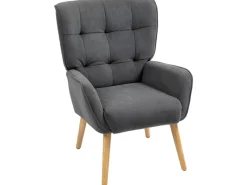 HOMCOM Sessel mit Holzbeine mit Samtoptik Samt Grau 75L x 66B x 100H cm