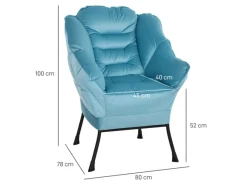 HOMCOM Sessel^Sessel mit Seitentasche Polyester Blau 80L x 78B x 100H cm