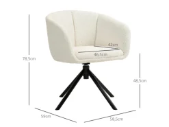 HOMCOM Sessel^Sessel Polyester Metall Cremeweiß 58,5L x 59B x 78,5H cm