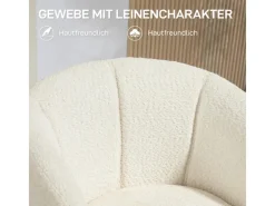 HOMCOM Sessel^Sessel Polyester Metall Cremeweiß 58,5L x 59B x 78,5H cm