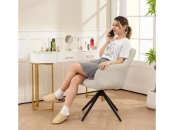 HOMCOM Sessel^Sessel Wohnzimmer Loungesessel mit Stahlbeine Samtoptik für Schlafzimmer Beige