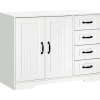 HOMCOM Sideboard mit 4 Schubladen Verstellbarem Einlegeboden Weiß 105 x 40 x 76 cm