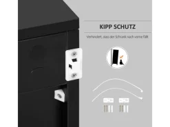 HOMCOM Sideboards|Kommode^Sideboard mit Schublade Spanplatte MDF Schwarz 79L x 36B x 74H cm