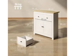 HOMCOM Sideboards|Kommode^Sideboard Spanplatte 79L x 35B x 80H cm Weiß