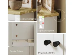 HOMCOM Sideboards|Kommode^Sideboard Spanplatte 79L x 35B x 80H cm Weiß