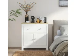 HOMCOM Sideboards|Kommode^Sideboard Spanplatte 79L x 35B x 80H cm Weiß