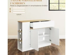 HOMCOM Sideboard Spanplatte MDF 105L x 30B x 81,5H cm Weiß