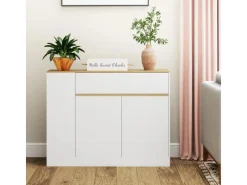 HOMCOM Sideboard Spanplatte MDF 105L x 30B x 81,5H cm Weiß