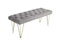 HOMCOM Sitzbank mit Samtoptik für Schlafzimmer Metall Grau 116 x 44 5 x 49 cm