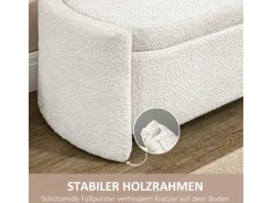 HOMCOM Sitzbank mit Stauraum Deckel Samtoptik für Wohnzimmer Creme 105 x 44 x 45,5 cm