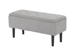 HOMCOM Sitzbänke^Sitzbank mit Stauraum Klappdeckel Samtoptik Grau 95 x 38 x 45 cm