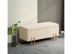 HOMCOM Sitzbank mit Stauraum Samt Holz 100L x 40B x 42H cm