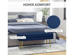 HOMCOM Sitzbänke^Sitzbank Polsterbank Stauraum Samtoptik Bettbank 100 x 37 x 42 cm