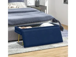 HOMCOM Sitzbänke^Sitzbank Polsterbank Stauraum Samtoptik Bettbank 100 x 37 x 42 cm