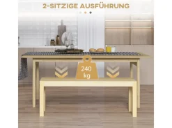 HOMCOM Sitzbänke^Sitzbank 2-Sitzer Kiefernholz 120 x 33 x 45 cm
