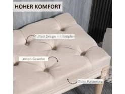 HOMCOM Sitzbank Vintage mit Knöpfen Leinenoptik 80 x 40 x 43cm Beige