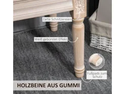 HOMCOM Sitzbank Vintage mit Knöpfen Leinenoptik 80 x 40 x 43cm Beige