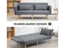 HOMCOM 2-Sitzer Klappbett mit Bettfunktion 2 Wurfkissen 170 x 83 x 80 cm